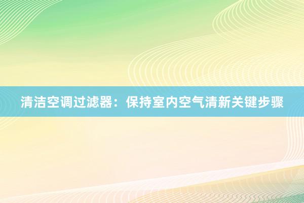 清洁空调过滤器：保持室内空气清新关键步骤